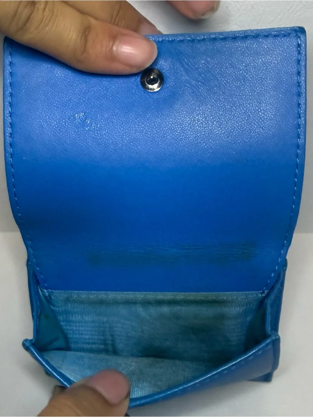 Dior Caro Dahlia Quilted Blue Leather Compact Wallet